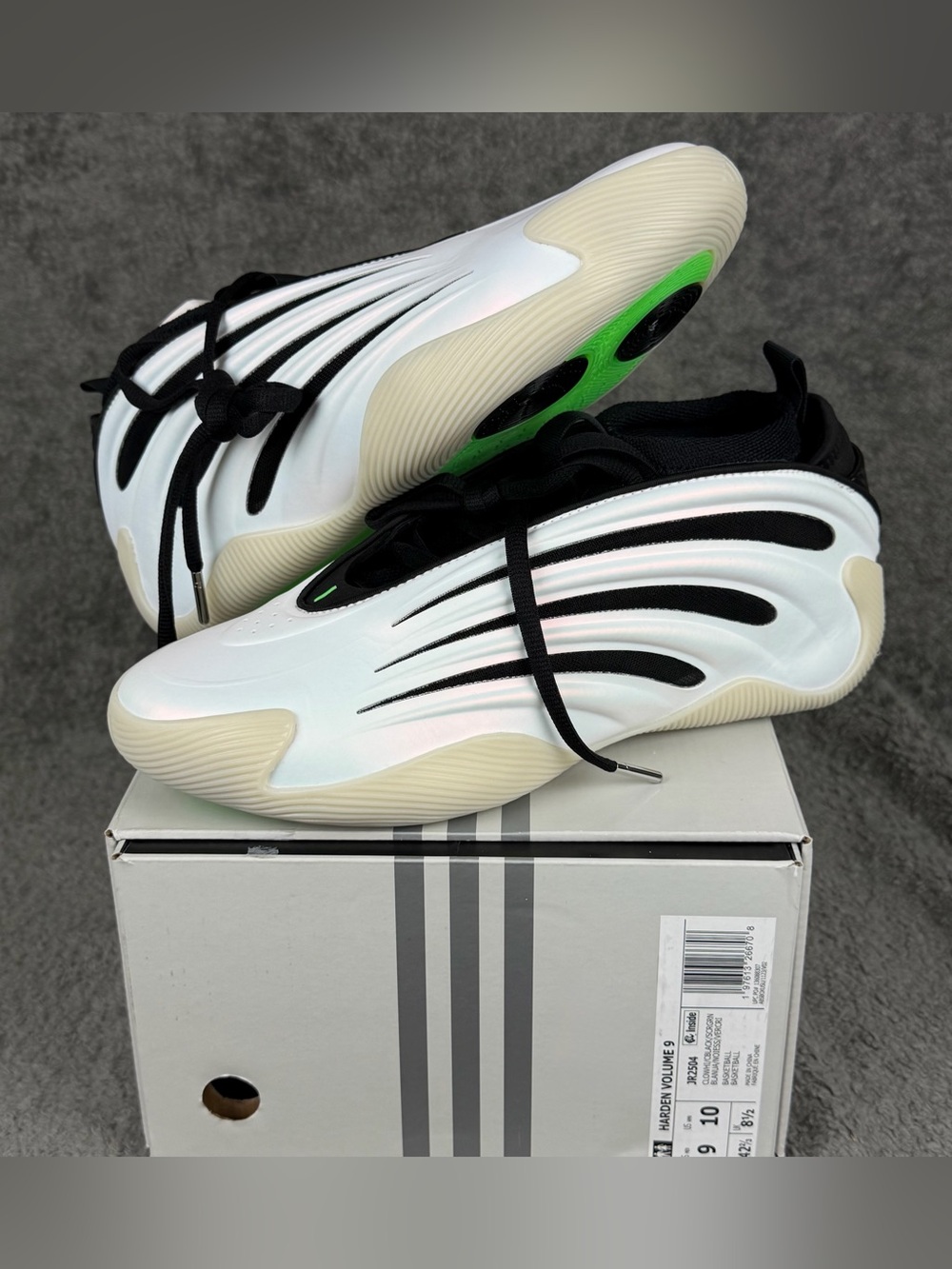 adidas Harden Volume 9 Men’s 9 Basketball Shoes Cloud White Pearl Black JR2504
